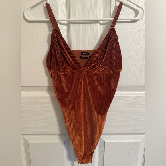 Urban Outfitters Tops - Urban Outfitters Out From Under Rust Orange Ribbed Bodysuit M